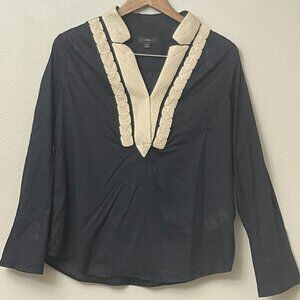 J.Crew Black Tan Cotton Blouse Small
